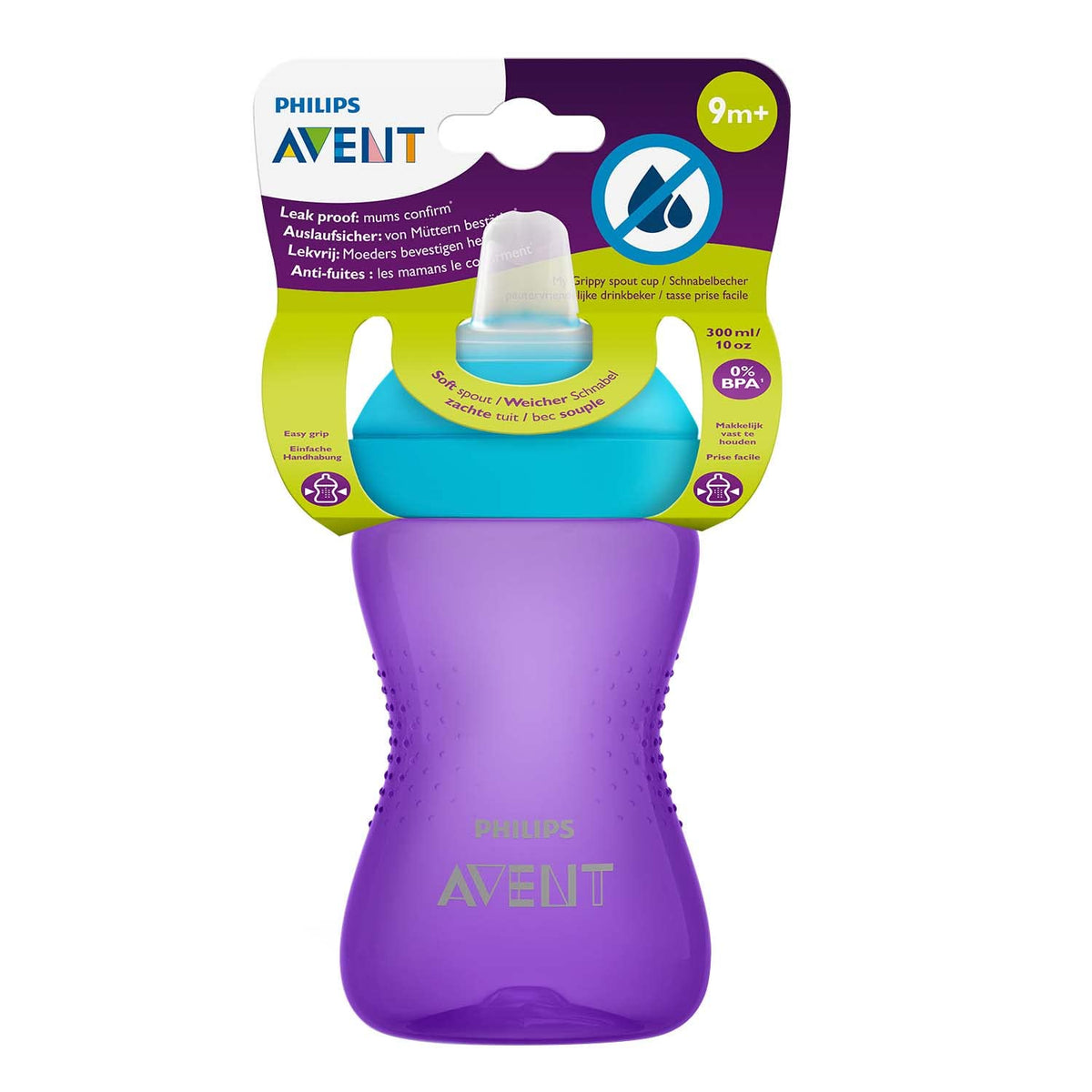 Philips Avent Trinkbecher mit weichem Trinkschnabel SCF802/02, 9m+, 260 ml, violett/blau