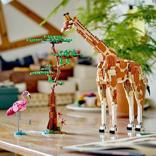 LEGO Creator 3in1 Wild Safari Animals, Giraffe Toy to Gazelle Figures to Lion Model, Set for Kids, Girls & Boys Aged 9 Plus, Includes Flamingo and Butterfly, Nature Gifts for Imaginative Play 31150