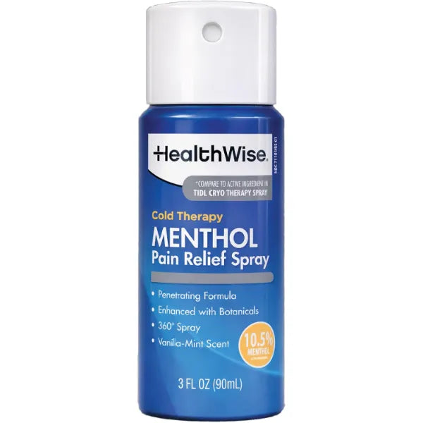 HealthWise 10.5% Menthol + Vanilla Mint Scent Pain Relief Spray