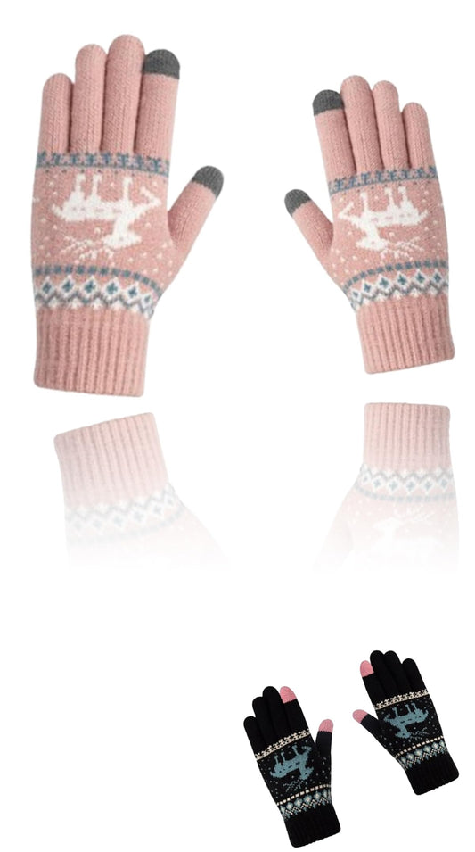 Sweet seven Winter Essential: 2 Pairs Women's Touch Screen Gloves - Warm Knitted Thermal Gloves with Thicken Plush Lining for Smartphone, Outdoor Cycling, Running, and Sports