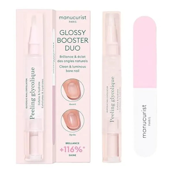 Manucurist Japanese Manicure Kit Made Easy By Manucurist Natural & Simplified Glycolic Exfoliating Peel & Nail Buffer Block Japanese Manicure Nail Kit for Women For Natural Shiny Nails Without Polish