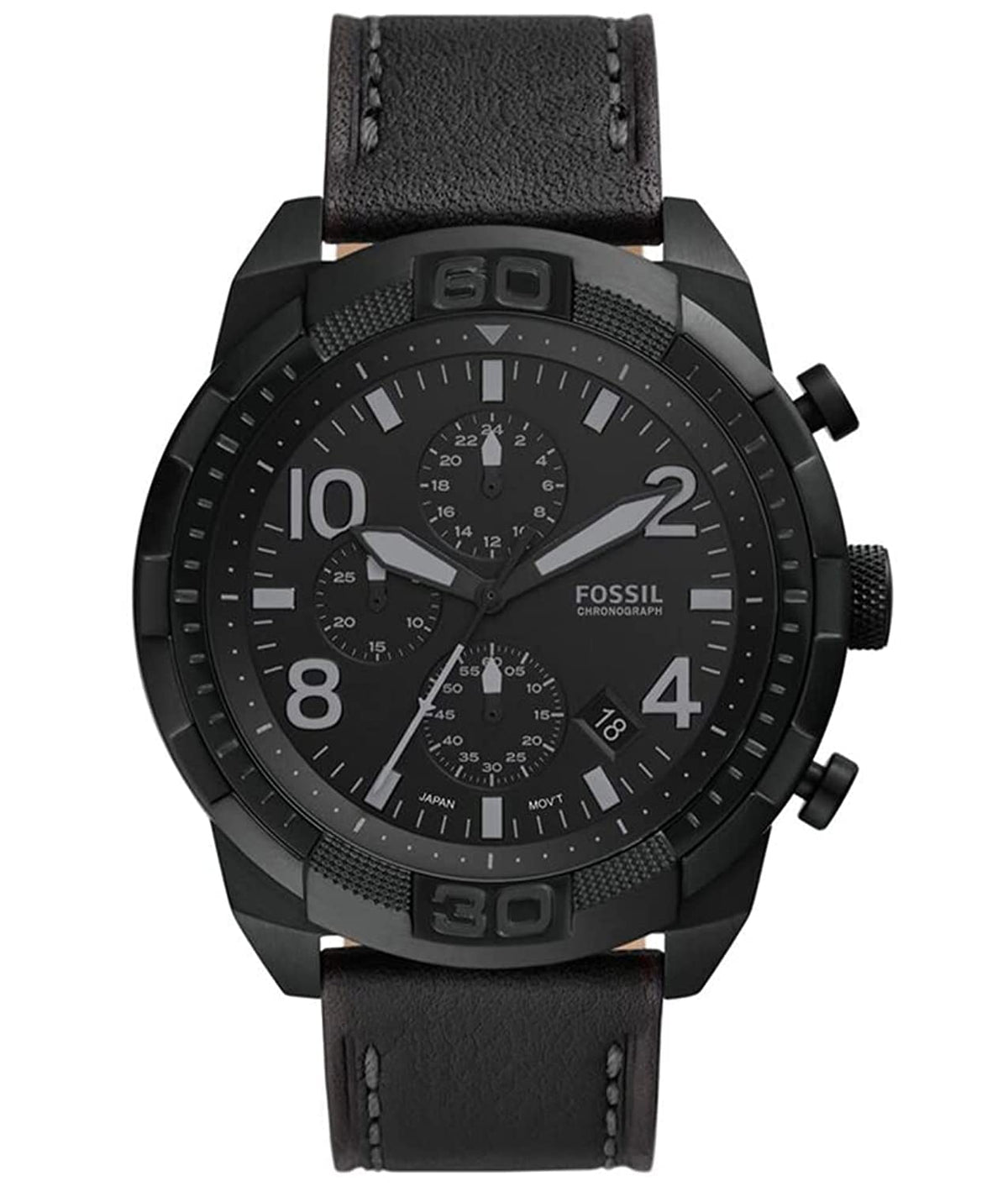 Fossil Men Bronson Chronograph, Black Tone Stainless Steel Watch, Fs5874 Black/White