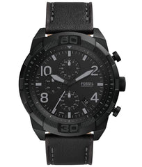 Fossil Men Bronson Chronograph, Black Tone Stainless Steel Watch, Fs5874 Black/White