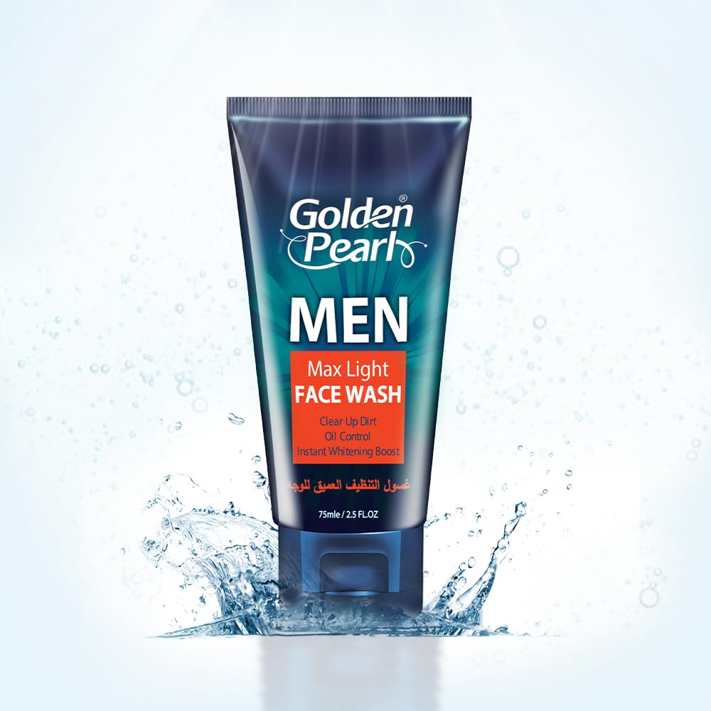 Golden Pearl Men Face Wash for Oily Skin - Facewash Men Oil Cleanser - Salicylic Acid Cleanser - Acne Face Wash for Men Cleanser for Face - Men Exfoliating Face Wash 75 ml