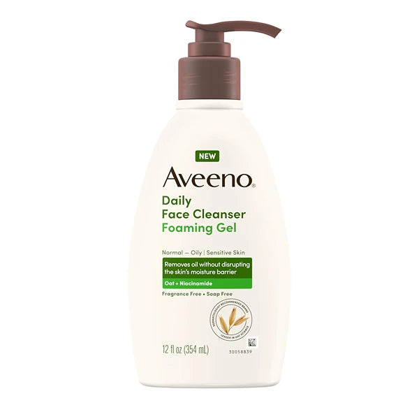 Aveeno Daily Foaming Gel Facial Cleanser, Fragrance Free, 12 fl. oz