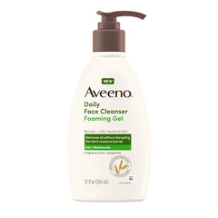 Aveeno Daily Foaming Gel Facial Cleanser, Fragrance Free, 12 fl. oz