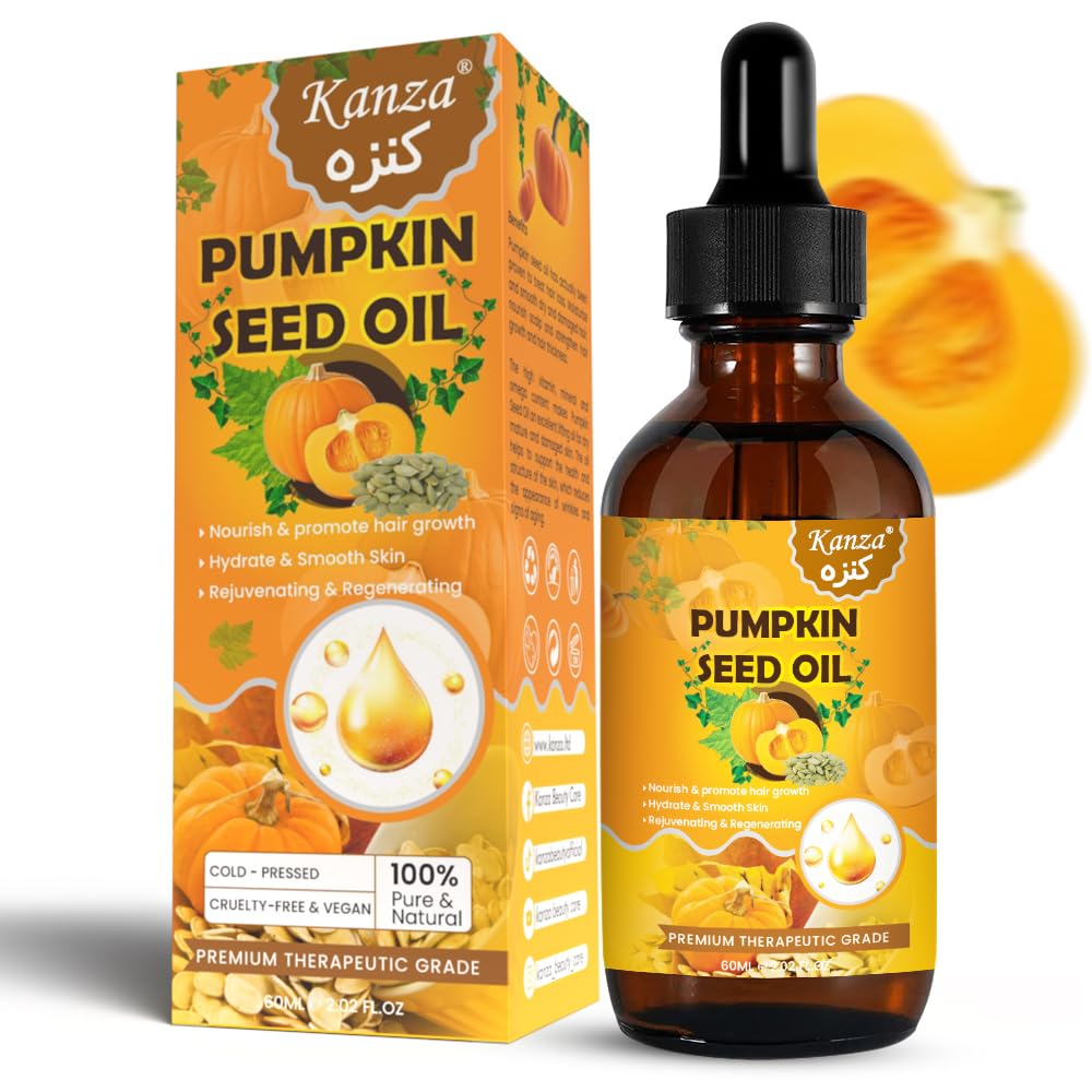 KANZA Pumpkin Seed Oil, Organic Pumpkin Seed Oil Serum for Hair Growth - 60ml
