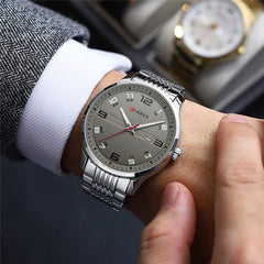 CURREN Fashion Design Stainless Steel Quartz Watches Casual Simple Wrist Watch Men Luminous Wrist Watch 8411- SILVER GRAY
