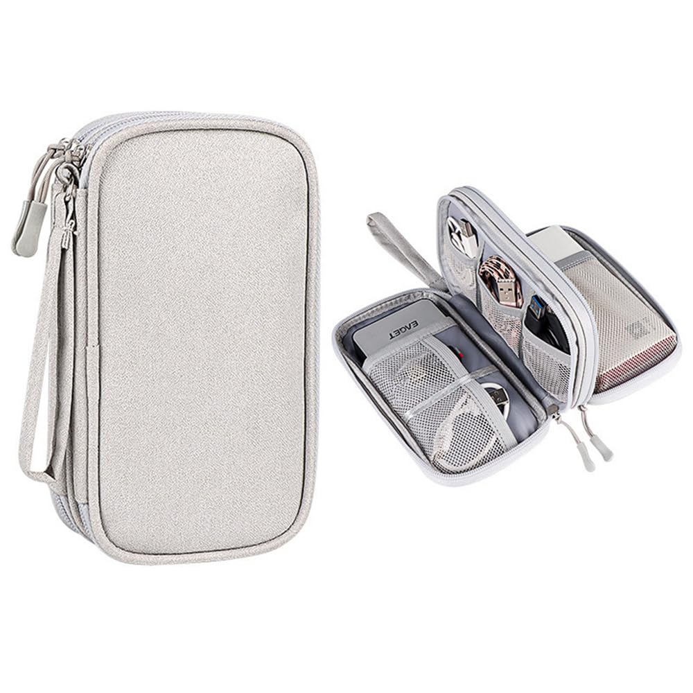 Electronics Organizer, Business Travel Universal Cable Organizer Bag Waterproof Electronics Accessories Portable Double Layers Storage Cases for Charger, Phone, USB, SD Card, Hard Drives, Power Bank