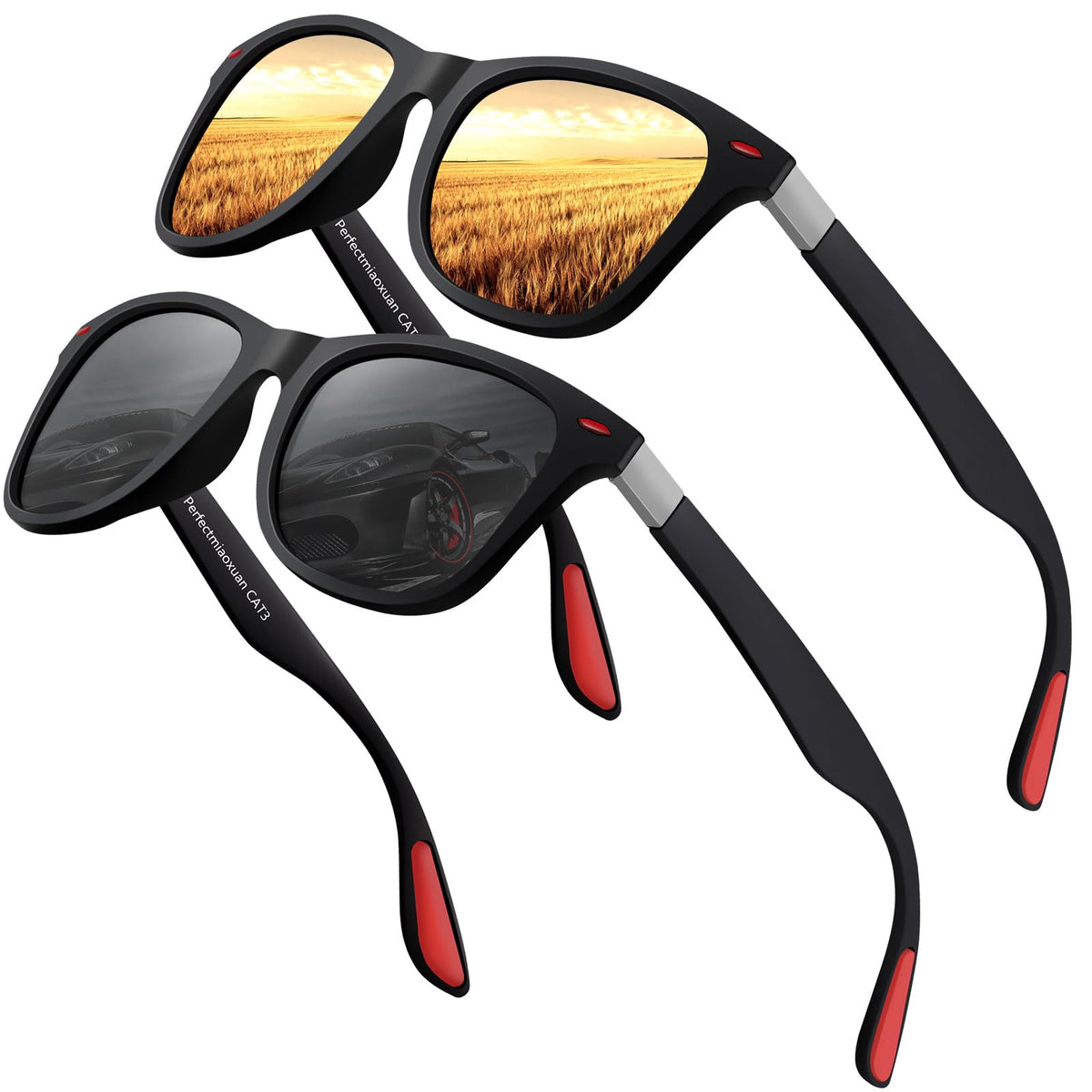 Polarized Sunglasses Mens Womens Cool Fishing Driving Hiking Ultralight Retro Wrap Around Travel sun glasses UV Protection