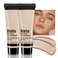 2 Pack Liquid Foundation Cream for Face Makeup, Durable Full Coverage Matte Concealer Make Up, Oil Control & Waterproof Base Primer, Concealer Repair Nourishing Nude Makeup Liquid Foundation, BEIGE 6