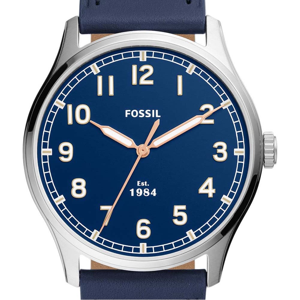 Fossil Dayliner Three-Hand Navy Leather Watch - FS5924