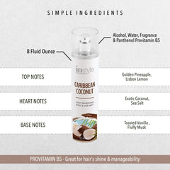 Instyle Fragrances | Body & Hair Mist | Caribbean Coconut Scent | With Panthenol | CLEAN, Vegan, Paraben Free, Phthalate Free | Premium 8 Fl Oz Spray Bottle