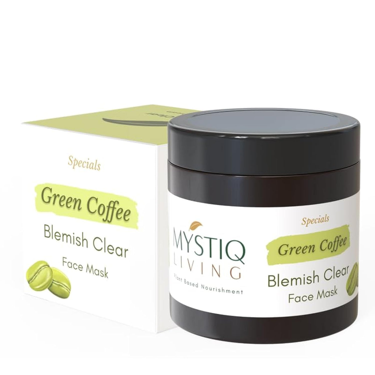 Mystiq Living Face Pack/Mask for Glowing Skin Green Coffee Blemish Clear - 100 GM | Detan Pack | For Pigmentation, Dark Spots & Brightening | Kojic Acid and Niacinamide