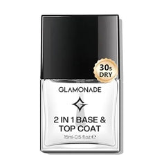 Glamonade Base Top Coat Nail Polish 2 in 1 Clear Quick Dry Nail Polish Color Protection Long Lasting Shine Polish Resists Smudging Chipping Fading Fast Air Dry Nail Coat for Women