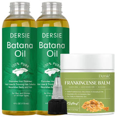 Dersie Natural Care Bundle: Batana Oil for Hair Growth (2-Pack) + Frankincense Balm