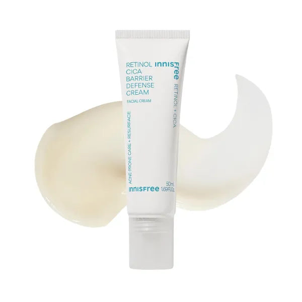 Innisfree Retinol Cica Barrier Cream, Korean Moisturizer with Madecassoside for Sensitive, Acne-Prone Skin, Calming and Strengthening Formula, 1.69 Fl Oz