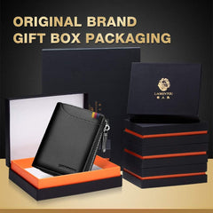 LAORENTOU Genuine Leather Wallets for Men, RFID Blocking, Multi Card Holder Slim Mens Wallet with Zipper Coin Purse, Bifold Wallet for Man, Boys, Teens, Black, medium, Coin Purse Wallet