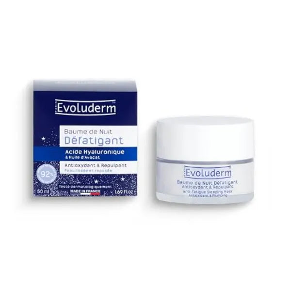 Evoluderm Anti Fatigue Plumping Night Cream Sleeping Balm Antioxidant Hyaluronic Acid & Avocado 1.69 Fl Oz