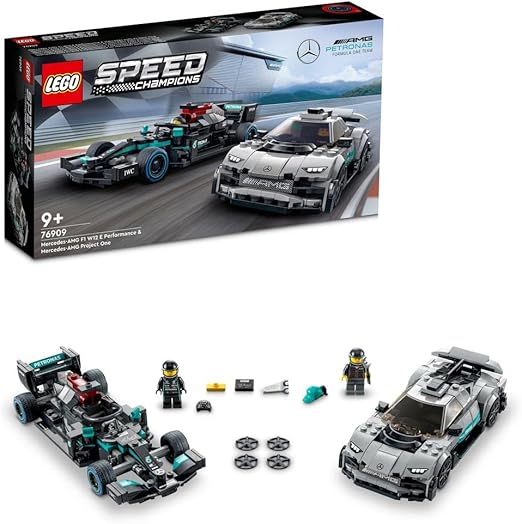 LEGO Speed Champions Mercedes-AMG F1 W12 E Performance & Mercedes AMG Project One 2 Car Models Set, Collectible Toy Race Cars 76909