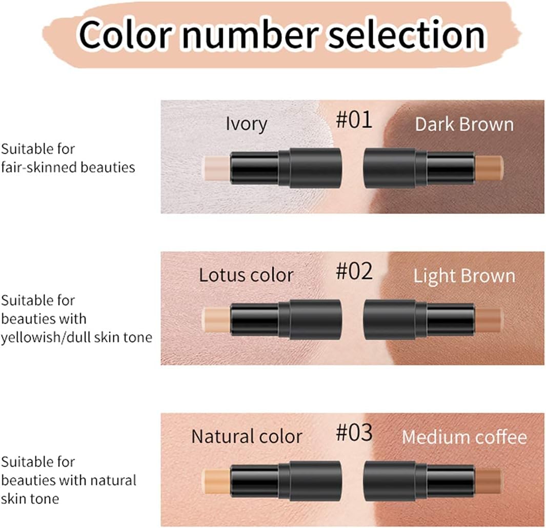 2 in 1 Contouring Highlighters Contor Stick, Cream Bronzer Stick Contour, Makeup Highlighter Stick, Waterproof & Long-Lasting Face Body Contour Stick Makeup Bronzer Stick (02#Lotus Color-Light Brown)