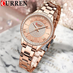 Curren 9084 Fashion Casual Luxury Quartz Women's Watches Waterproof Automatic Watches Original Design Elelgant Lover's Gift Diamond Gold Women's Watch - ROSE