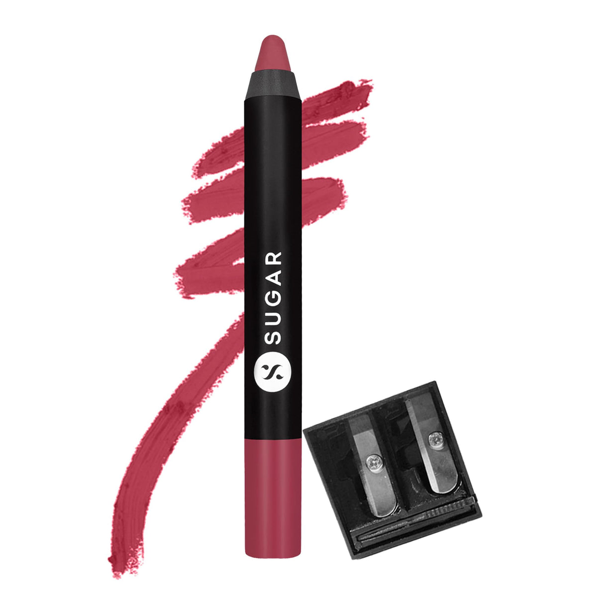 SUGAR Cosmetics Matte As Hell Crayon Lipstick28 Honey Rider (Deep Peach Pink) with SharpenerHighly pigmented, Creamy Texture, Long lasting Matte Finish