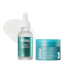 Bliss Clear Genius Clarifying Overnight Liquid Peel and Clear Genius Clarifying Gel Moisturizer with CLARITY 5 Complex