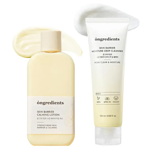 ONGREDIENTS Skin Barrier Lotion + Cleanser Duo Set | Moisturizing Lotion & Cleanser for Dry, Sensitive Skin | Centella, Peptide Complex, Soothing, Calming, Non-Stripping, Pore Care | Korean Skin Care