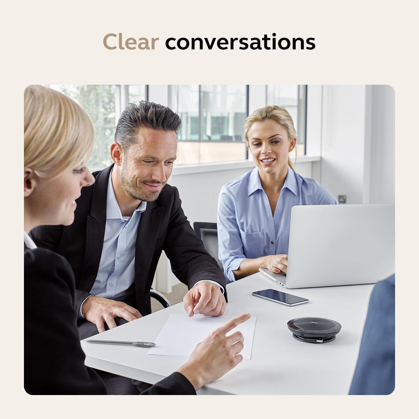 Jabra Spec 510 (2025 Edition) Portable USB or Wireless Speaker for Meetings and Calls with Crystal Clear Sound, Works with All Meeting Platforms - Microsoft Teams, Google Meet, Zoom, Black