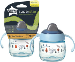 Tommee Tippee for Babies with INTELLIVALVE Leak & Shake-Proof & BACSHIELD Antibacterial Technology, 4m+, 190ml, Blue, 447803, Superstar Sippee Weaning Sippy Cup, 1.0 count, 1