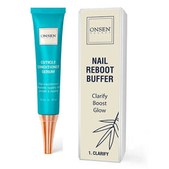 Onsen Secret Cuticle Conditioner Cream 1oz + Professional Nail Buffer Block. Cuticle Oil That Sooth, Repair & Strengthen Cuticles & Nails, 3 Way Nail Buffing Block
