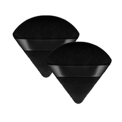 Molain Kahki 2Pcs Powder Puff Triangle Makeup Puff Soft Cosmetic Sponge Reusable Makeup Powder Sponges with Strap for Loose Powder Foundation Eyes Corners Wet Dry Makeup (Black)