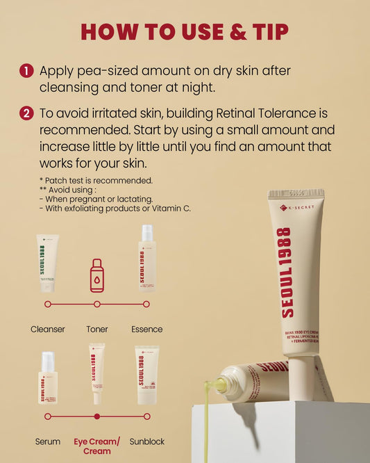 K-SECRET SEOUL 1988 Eye Cream : Retinal Liposome 4% + Fermented Bean
