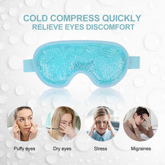 Cooling Gel Eye Mask - Reusable Cold Pack for Puffy Eyes, Dark Circles, Migraine, Stress Relief - Eye Treatment Gels With Soft Plush Backing