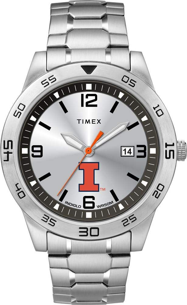 Timex Tribute Men's Citation 42mm Quartz Watch with Stainless Steel Strap - Illinois Fighting Illini