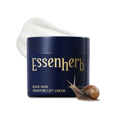 ESSENHERB Black Snail Signature Lift Cream – Korean Skincare Firming Moisturizer with 65% Snail Mucin, Peptides & Hyaluronic Acid – Cream for Skin Texture & Elastic-Looking Finish