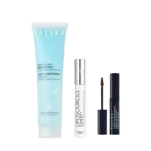Talika Liposourcils Complete Care Bundle – Expert Serum 10ml, Brow Mascara (Brown) & Lash Conditioning Cleanser