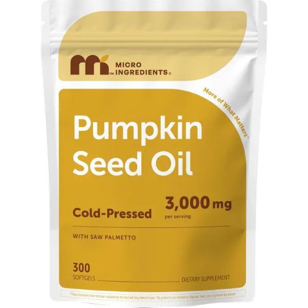 Micro Ingredients Pumpkin Seed Oil with Saw Palmetto,300 Softgels | Cold Pressed, Pure Virgin Oil, Essential Fatty Acids, & Phytosterols | Non-GMO
