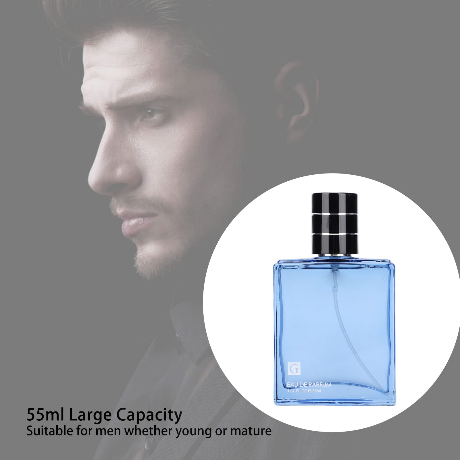 55ml Men's Cologne Perfume, Blue Perfume, Long Lasting Light Fragrance Style Azure Ocean Cologne for Attend Parties, Weddings and Other Occasions