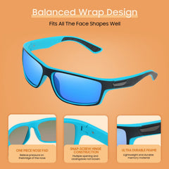 WASAIKKU Polarized Sunglasses for Men Women Classic Fashion Sunglasses Baseball Cycling Driving Fishing Golf Mens Sunglasses with UV Protectio - Black Frame With Blue Lens