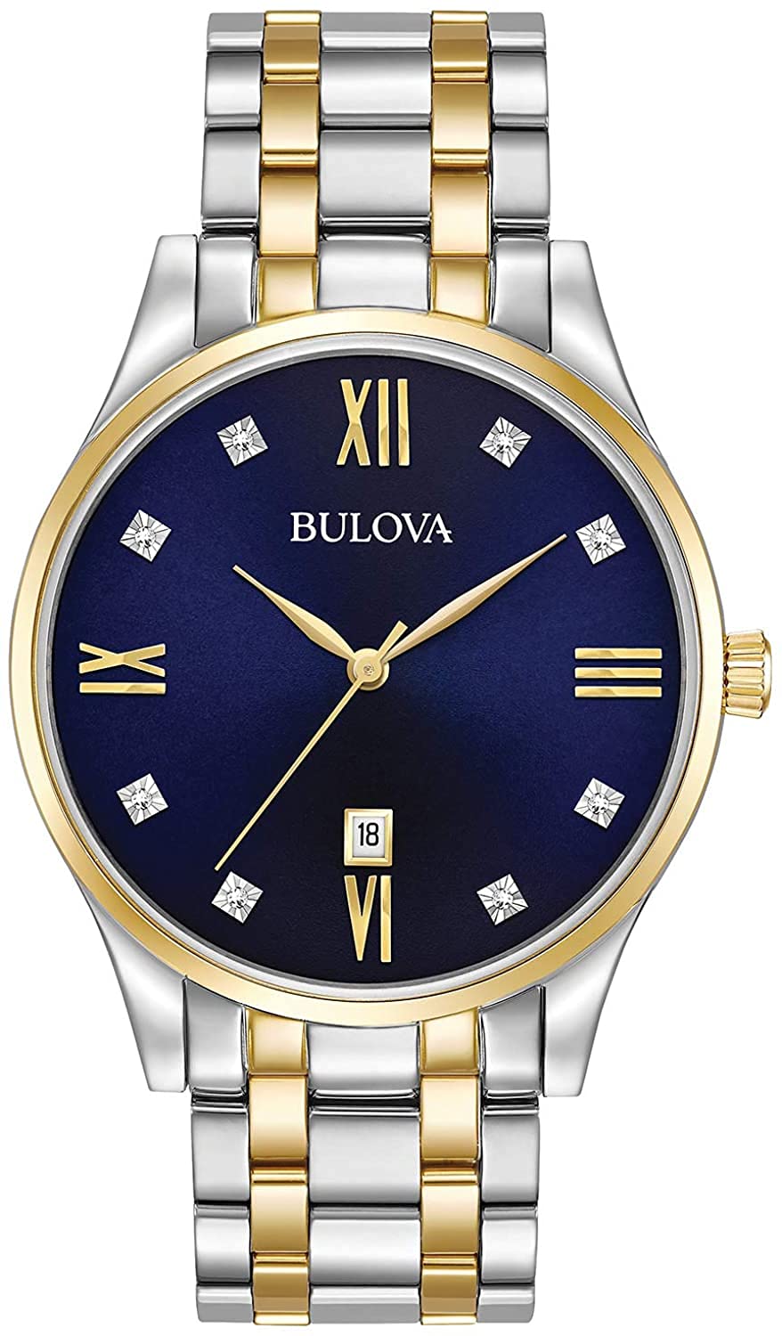 Bulova Mens Diamonds - 98D130 - Two Tone Gold/ Blue Dial