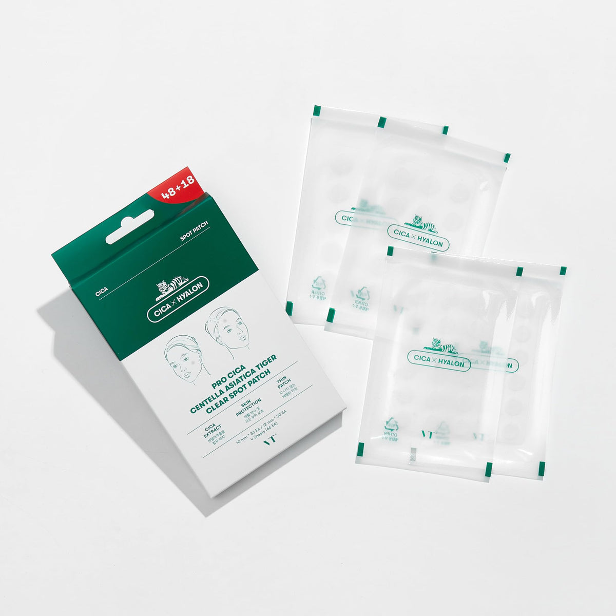 VT COSMETICS Pro CICA Centella Asiatica Tiger Clear Spot Patch | Acne Pimple Patch for Covering Zits and Blemishes, Spot Stickers for Face and Skin (66 Patches)