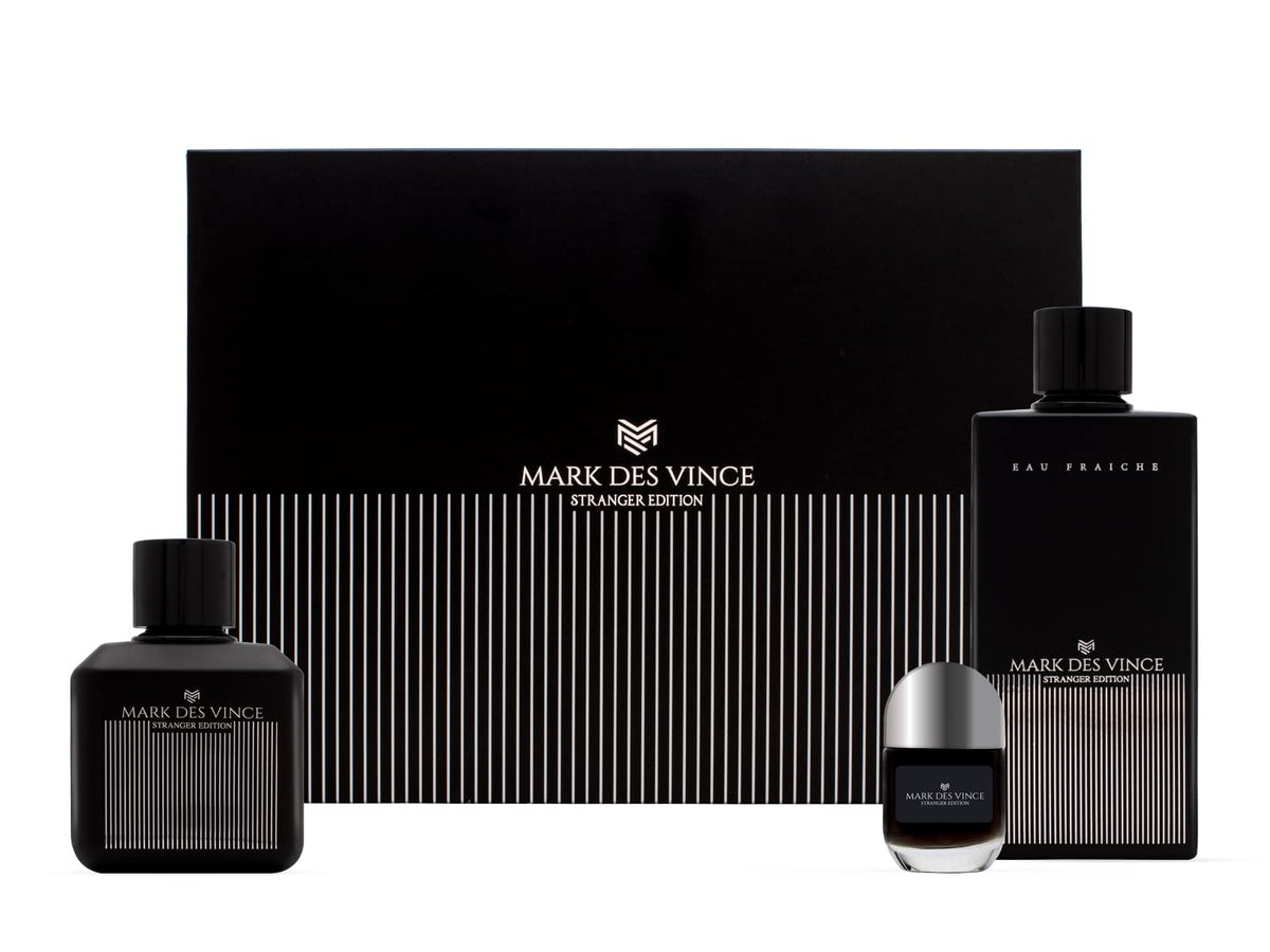 Mark Des Vince Stranger Edition Eau De Parfum Gift Set For Men EDP 100ML + Eau Fraiche 200ML + Concentrated Perfume 15ML (Pack of 3)