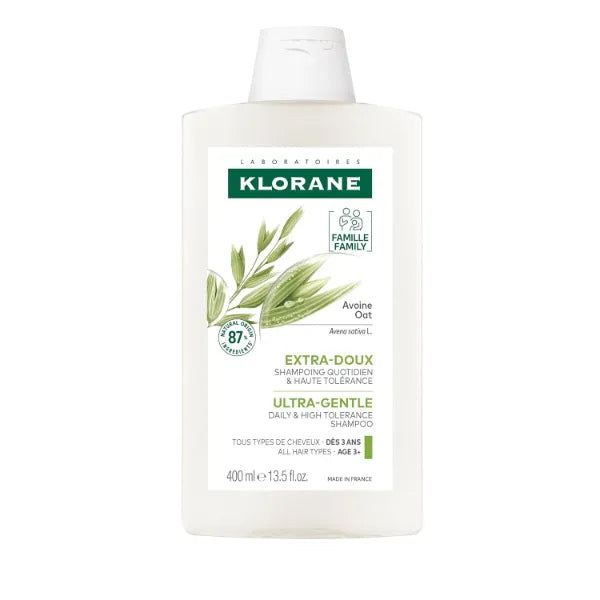 Klorane Ultra-Gentle Shampoo with Oat Milk, Sulfate-Free - Dermatologist and Pediatric Tested, Hypoallergenic, Vegan, Plant-Based Fomula, High Tolerance Formula for Whole Family - 13.5 fl. oz