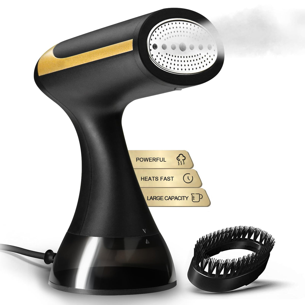 INGUNAR Portable Clothes Steamer, 1500W Handheld Garment Steamer For Clothing With Auto-Off, 300ml Water Tank, 30-Second Fast Heat-up, Fabric Wrinkles Remover Irons For Home, Travel(Black)