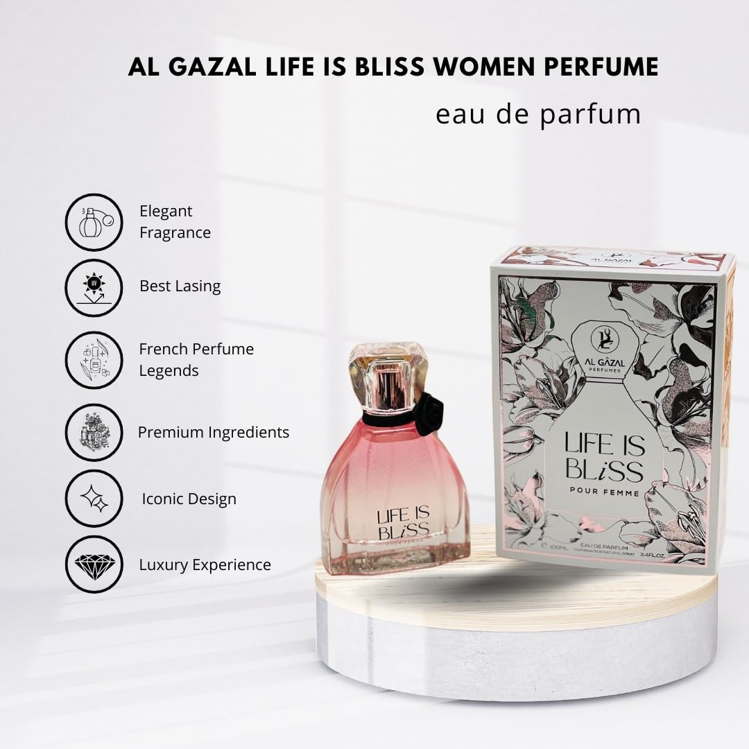 AL GAZAL LIFE IS BLISS POUR FEMME 100ML WOMEN PERFUME/Perfume For women/French perfumes Best Fragrance Perfume/Fragrance Secrets