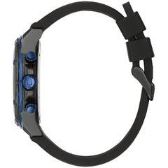 Bulova Marine Star Chronograph Men's Silicone Strap Watch - Black IP/Blue Accents