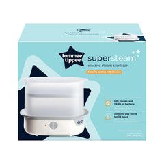 Tommee Tippee Supersteam Electric Steam Sterilizer for Baby Bottles, Kills Viruses† and 99.9% of Bacteria, 5-Minute Sterilization Cycle, White