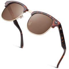 GQUEEN Classic Horn Rimmed Semi Rimless Polarized Sunglasses for Men Women GQO6